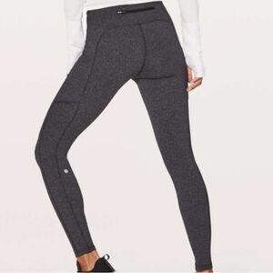lululemon black Speed Up Tights / knit leggings pockets Size 6